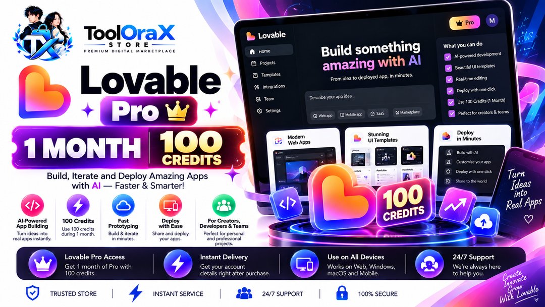 Lovable Pro 1 Month - 100 Credits